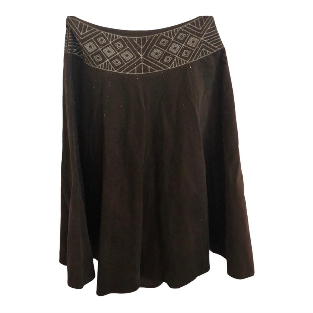 Lulumari‎ brown beaded boho light corduroy skirt